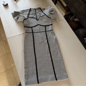 BCBGMaxAzria Black and White Checkered Midi Dress